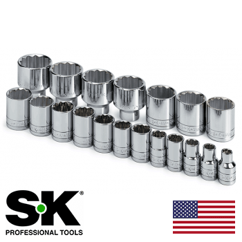 19 Piece 1/2" Drive 12 Point Standard Fractional Socket Set (SK4121)