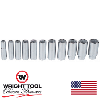 Wright Tool #414 1/2" Drive 11 Piece 6 Pt. Deep Socket Set (414WR)