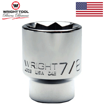 1/2" Dr. Wright 7/16" Special 8 Pt. Square Standard Sockets (4314WR)