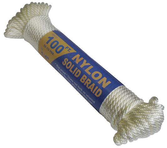 3/16 x 100' Solid Braid Nylon Rope Hank (44-060)