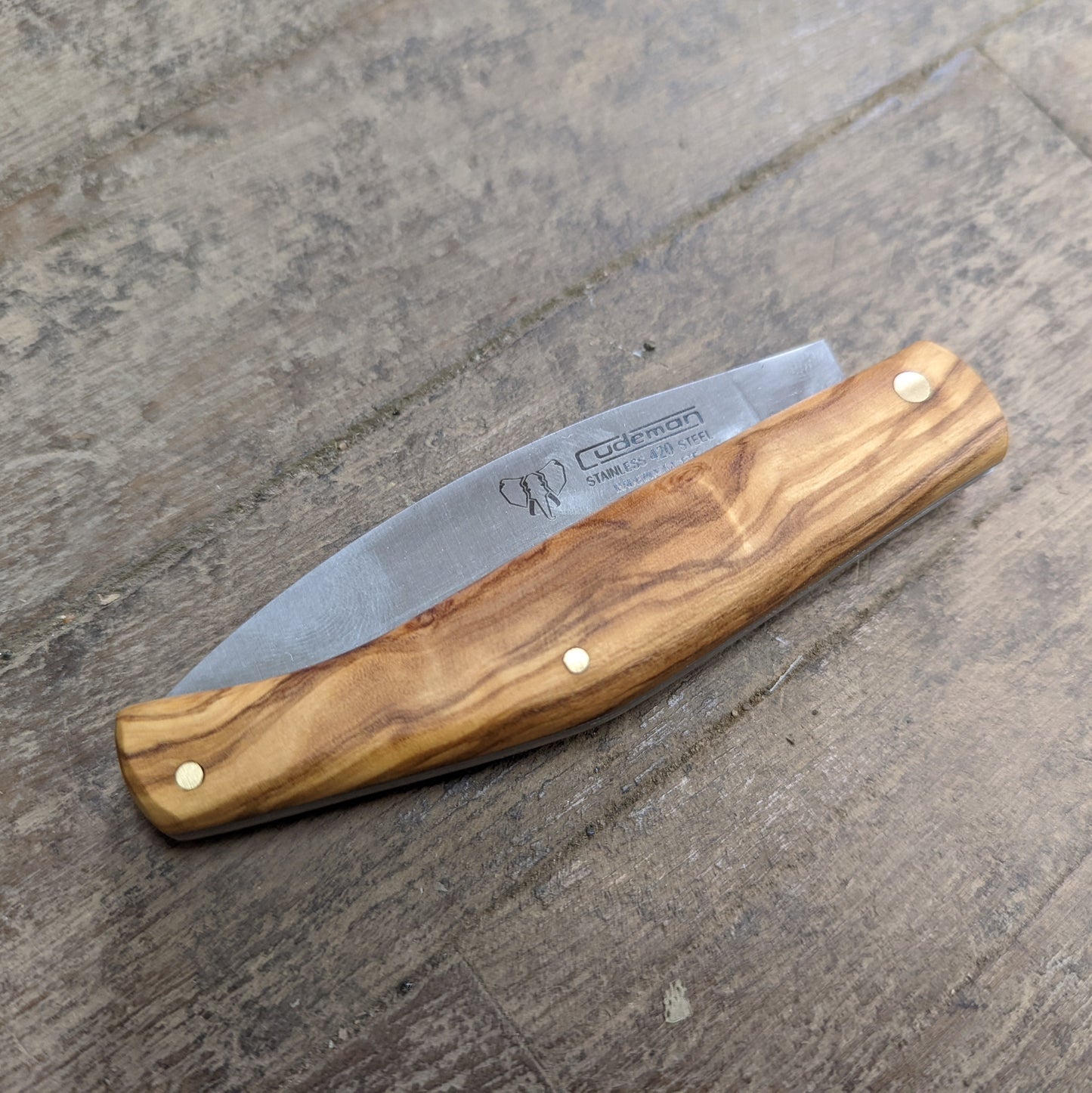 Cudeman Drop Point Stainless Pocket Knife w/ Wood Handle (443-L)