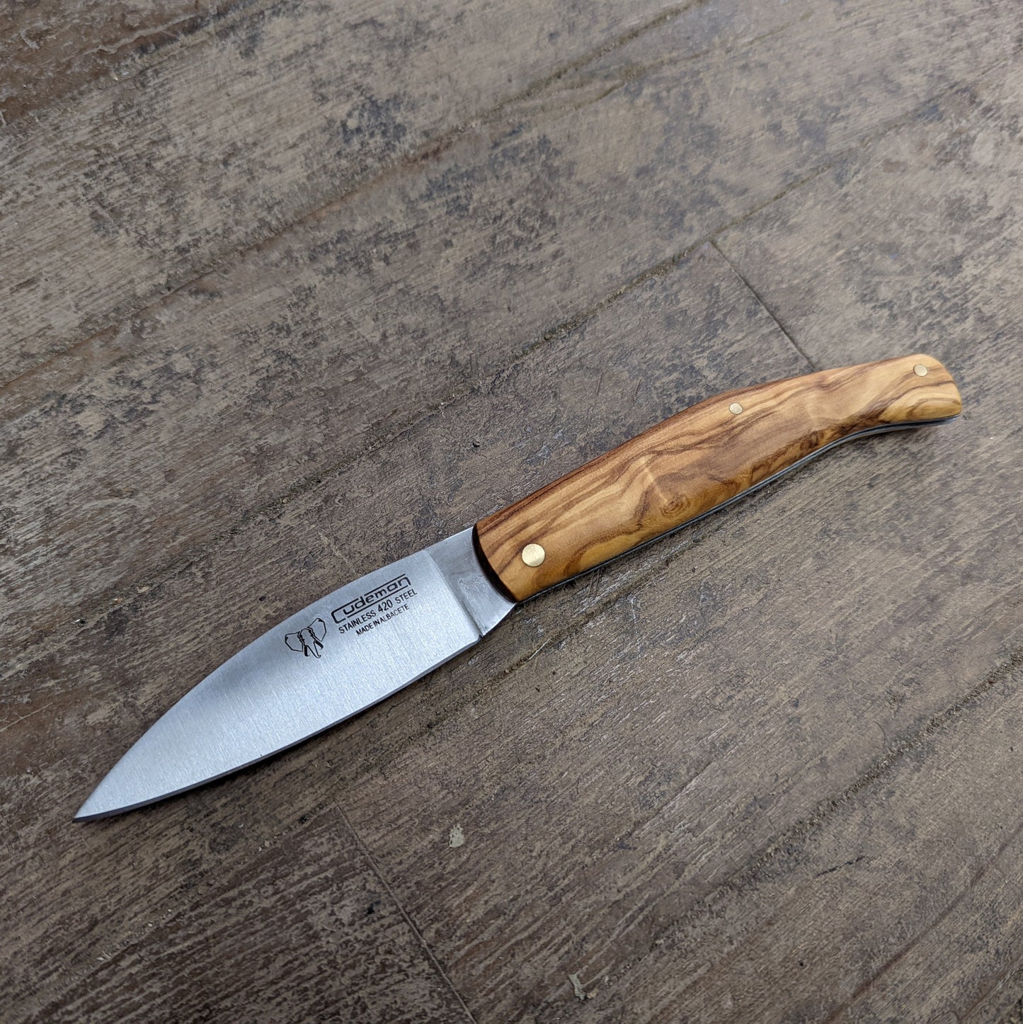 Cudeman Drop Point Stainless Pocket Knife w/ Wood Handle (443-L)