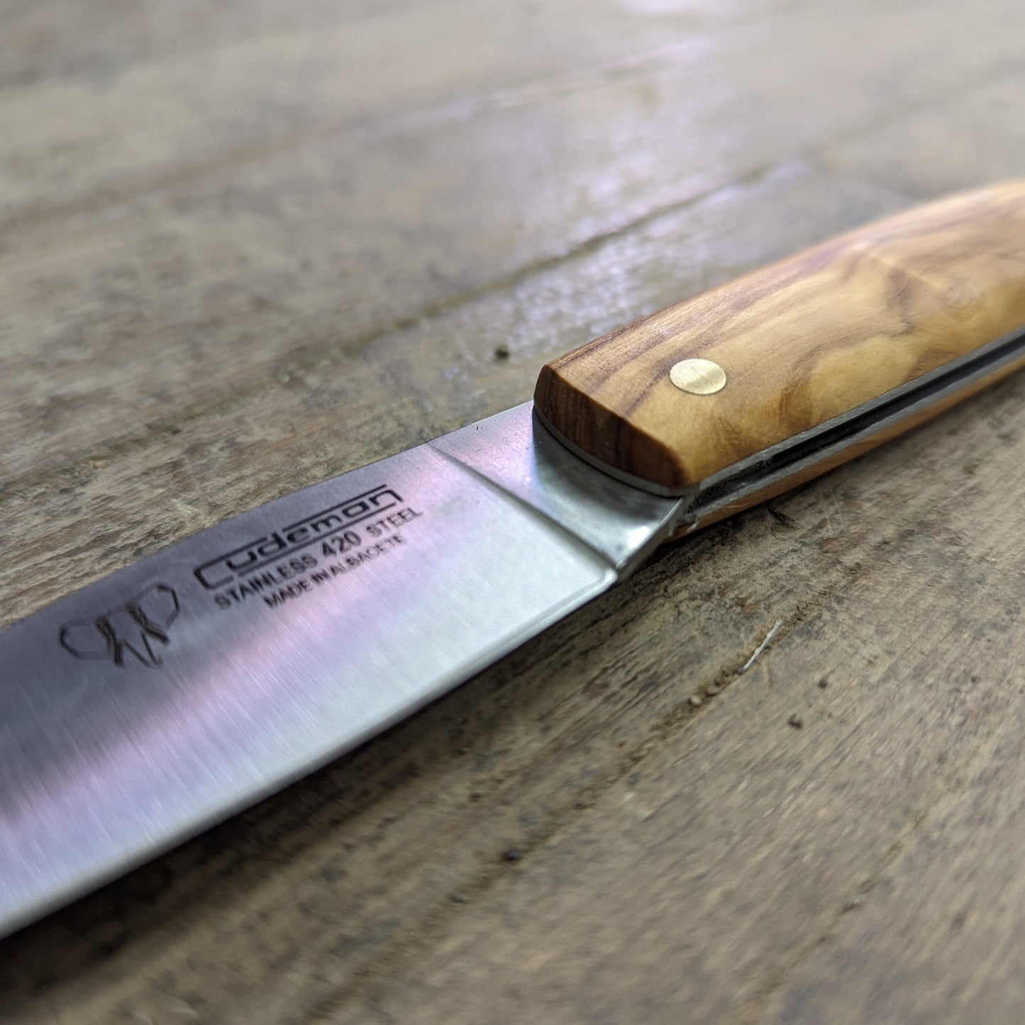 Cudeman Drop Point Stainless Pocket Knife w/ Wood Handle (443-L)
