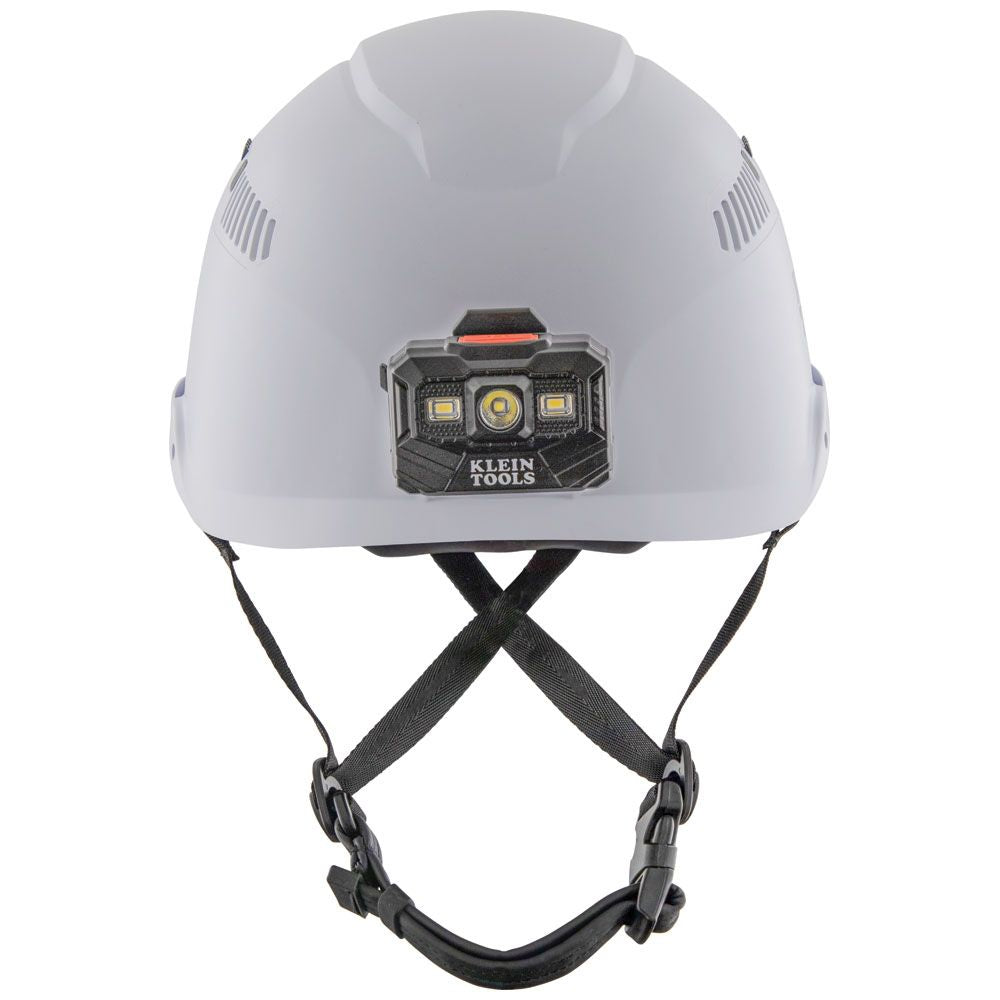 Klein White Class C Vented Hard Hat w/ 300LM Rechargable Head Lamp 60150