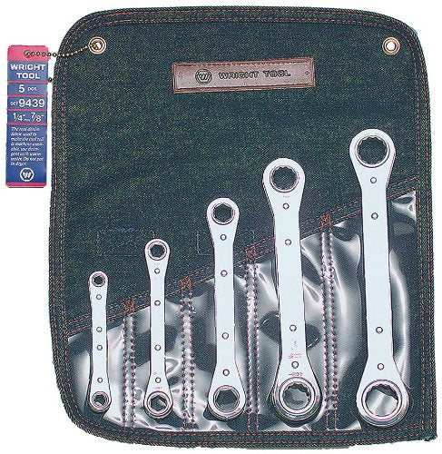5 pc Wright Tool 9439 Ratchet Box Wrench Set w/ Tool Roll (9439WR)