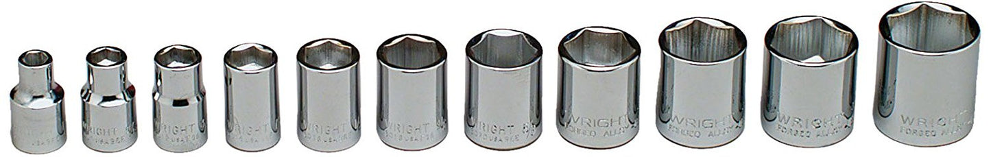 11 Pc. 6 Pt. 3/8" Dr. Wright Std. Socket Set 1/4 - 7/8  (312WR)