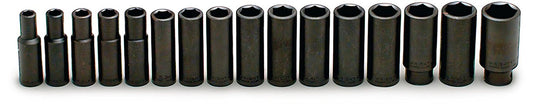 1/2" Drive 16 Piece Impact Metric Socket Set 10mm - 27mm 6 Pt. Deep (467WR)
