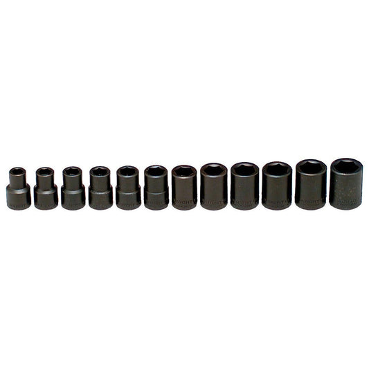 1/2" Drive 12 Piece 6 Point Standard Metric Impact Socket Set (460WR)