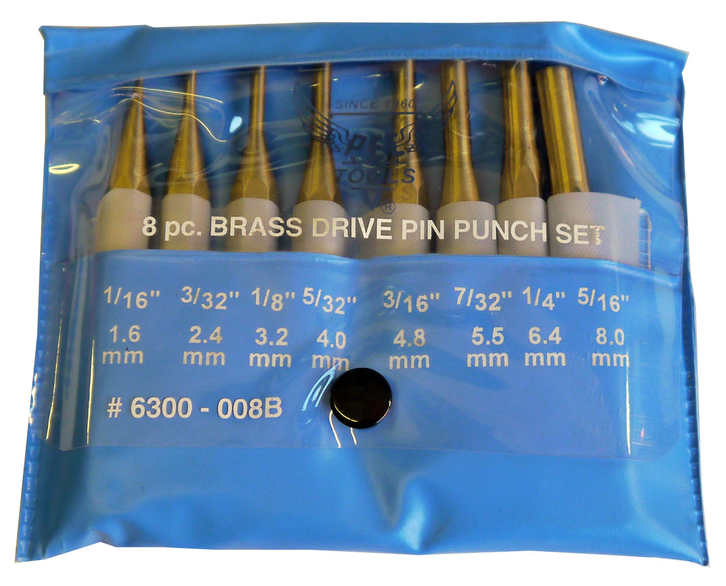 8 pc PEC Brass Drive Pin Punch Set (6300-008B)