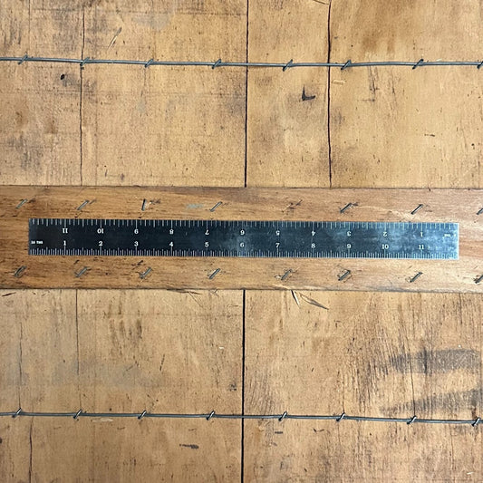 12" Products Engineering 4R Rigid Black EZ Read Tempered Ruler 8ths/16ths 32nds/64th cosmetic blemish, name removed (780026)