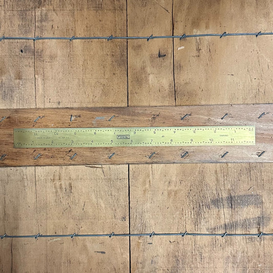 Fowler 12" 4R Rigid Gold Tempered Rule (32nds/64ths & 8ths/16ths) w/ Blemish (52-339-012)