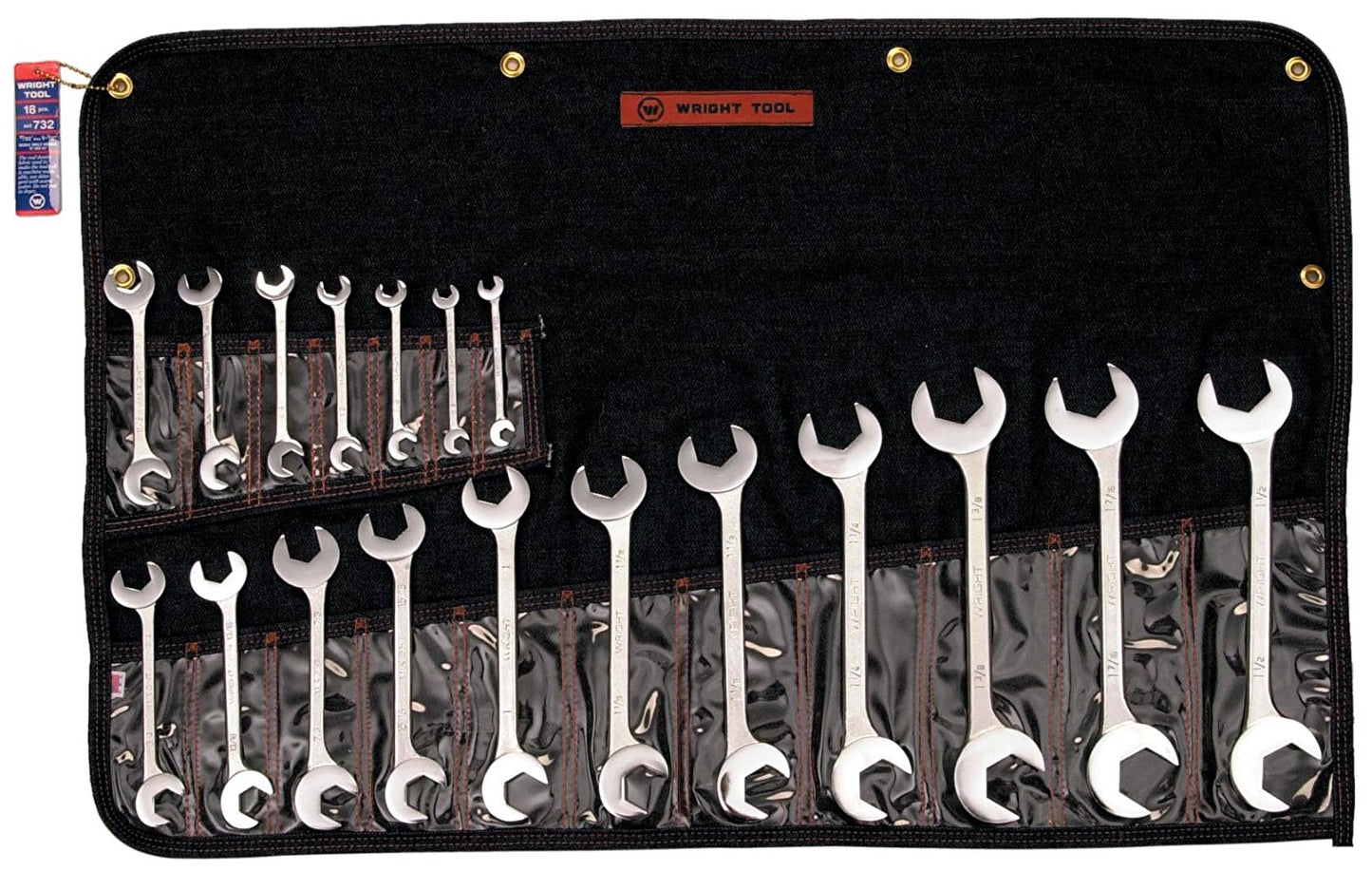 18 Piece Open End Double Angle 15 & 60 Degrees Wrench Set (732WR)
