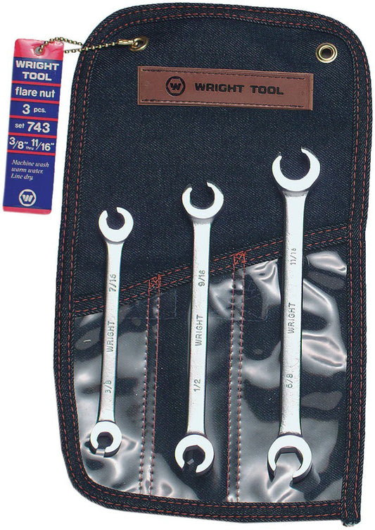 3 Piece Flare Nut Wrench Set 3/8" - 11/16" (743WR)