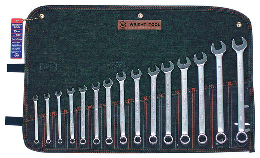 15 Piece 12 Point Metric Combination Wrench Set 7mm-22mm (752WR)