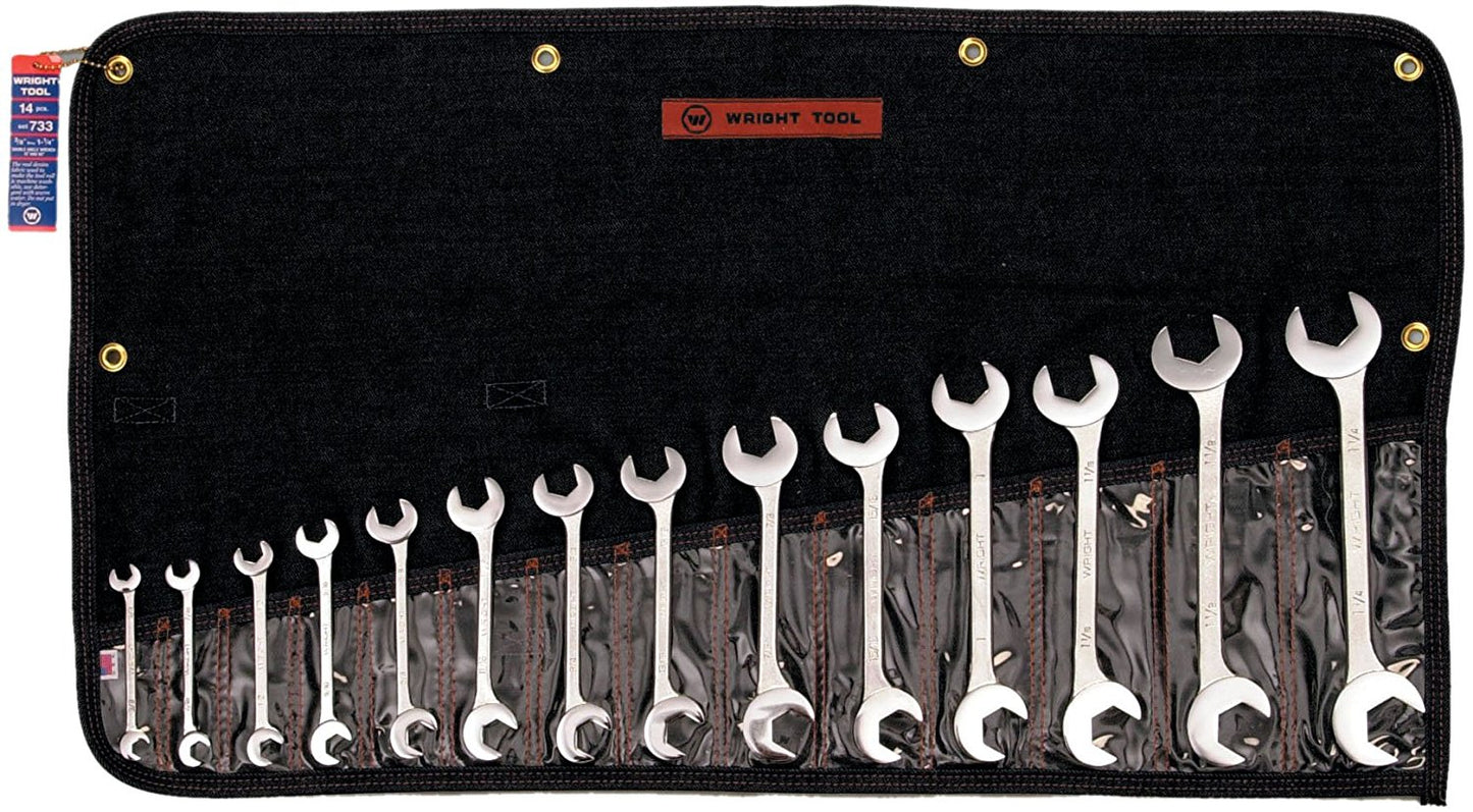 14 Piece Open End Double Angle 15 & 60 Degrees Wrench Set (733WR)