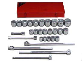Wright Tool #829 1" Drive 12 Point Standard 29 Pc. Socket Set (829WR)