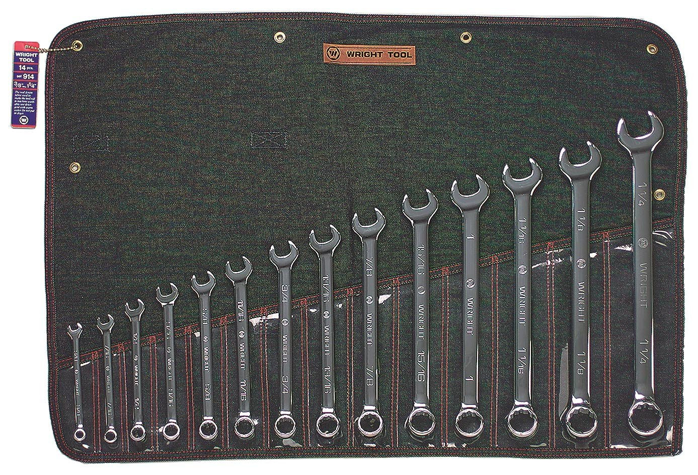 14 Piece Full Polish Combination Wrench Set 3/8" - 1-1/4" 12 Point (914WR)