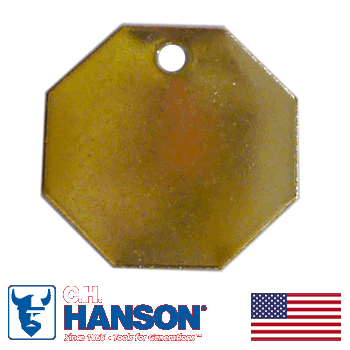 18 Gauge 1 1/2" Solid Brass Octagon Tag (950B)