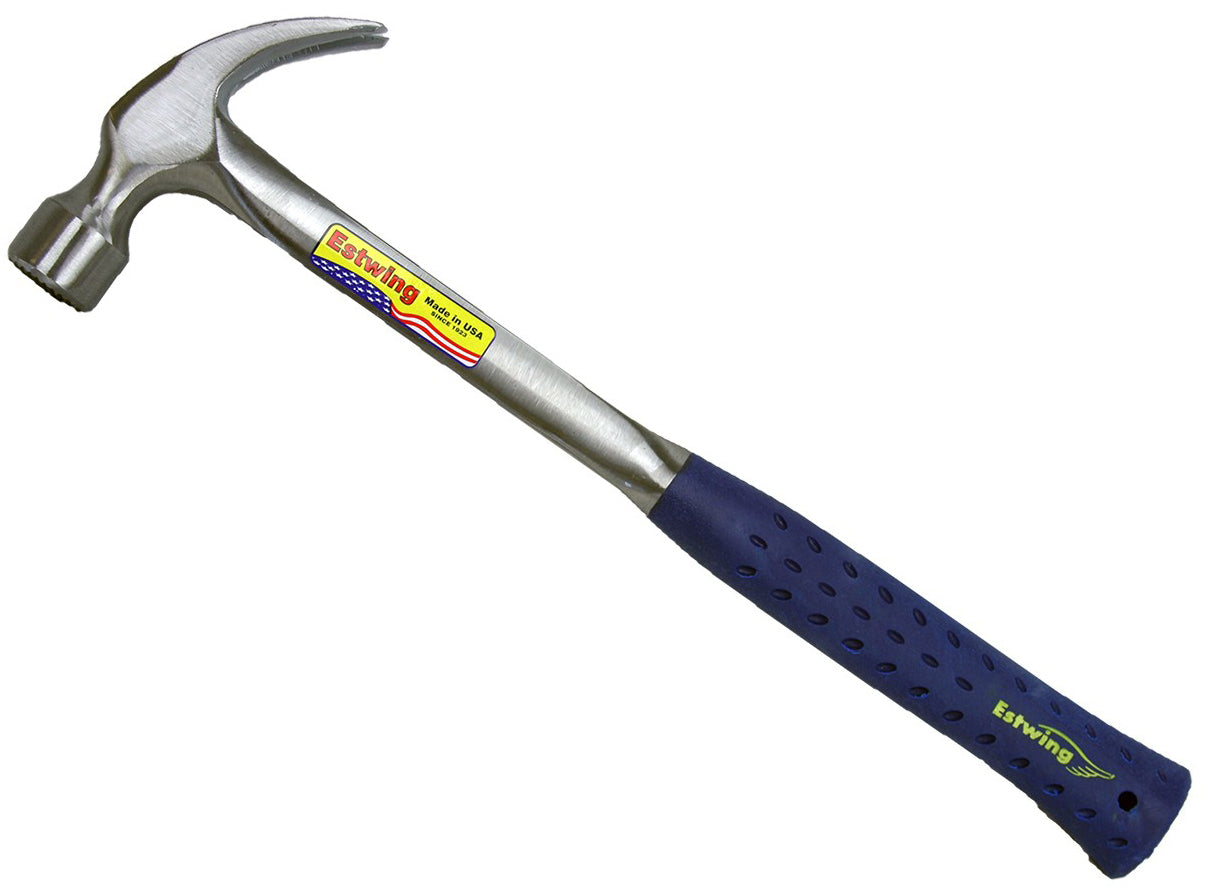 22 oz Solid Steel Curved-Claw Milled-Face Hammer w/ Nylon Grip (E3-22CM)