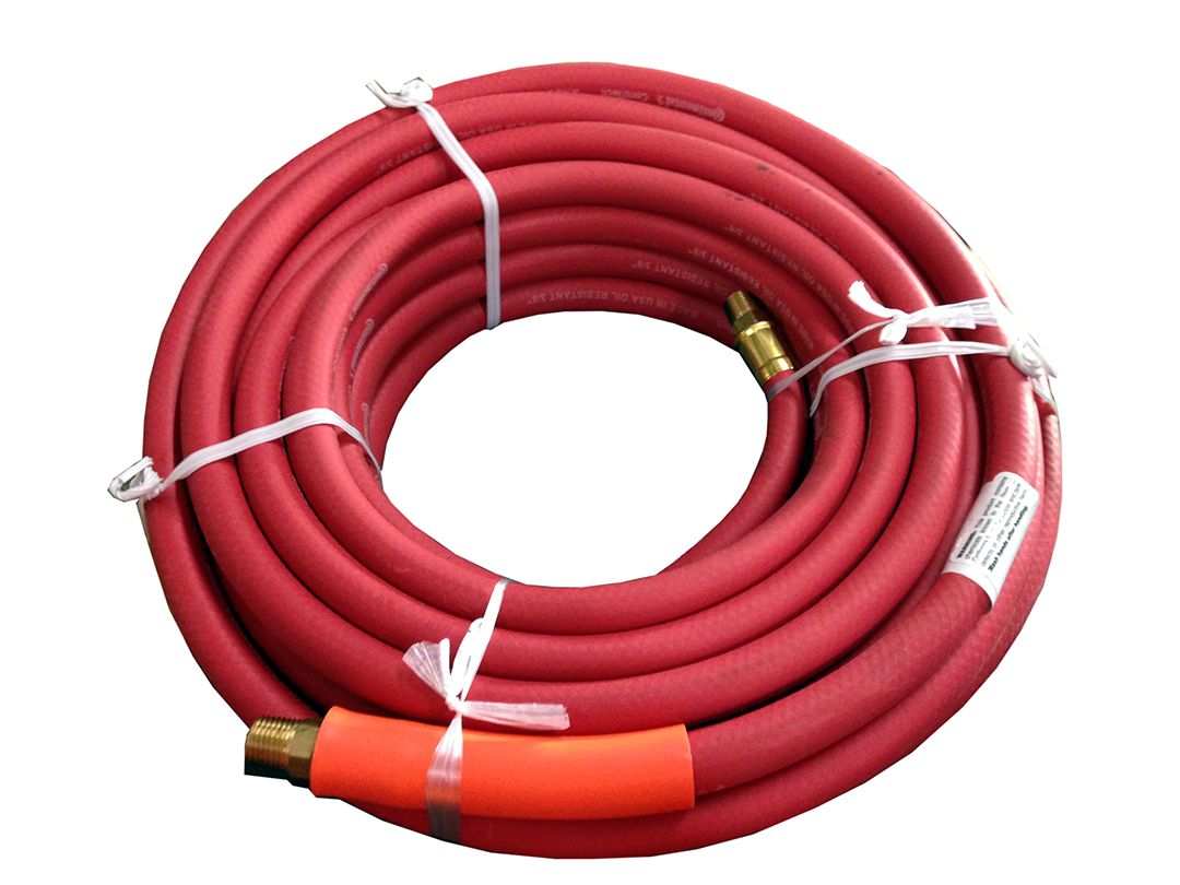 3/8 x 50' Red Rubber Air Hose w/ Vinyl Guard (01-1024VG)