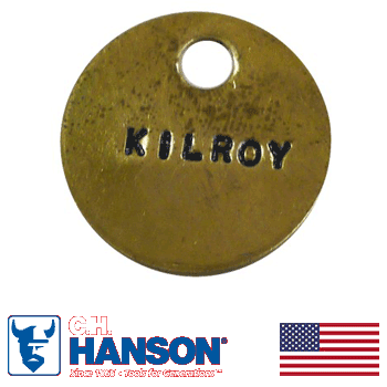 18 Gauge 1" Solid Brass Custom Stamped Tag (1078B-CSTM)