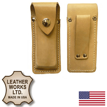 (US made) Deluxe Folding Knife Sheath with Belt Loop fits French Folding Knives (398)