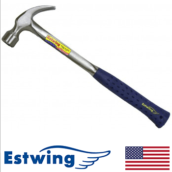 22 oz Solid Steel Curved Claw Milled Face Hammer with Nylon Grip (E3-22CM)