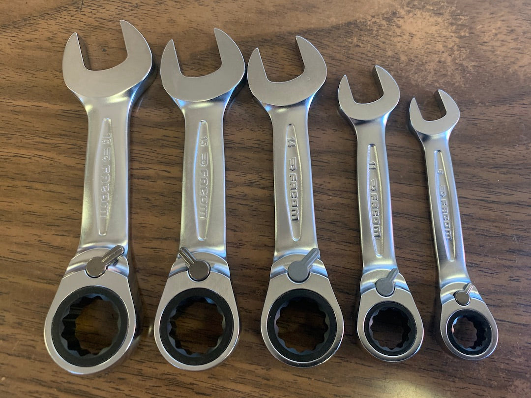 Facom Metric Stubby Ratcheting Wrench Set