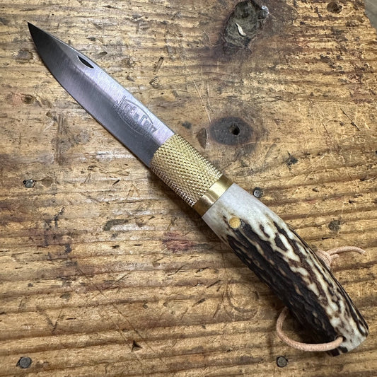 Jose Da Cruz Stainless Steel Pocket Knife w/ Deer Horn Handle (ICF.85.01.B)