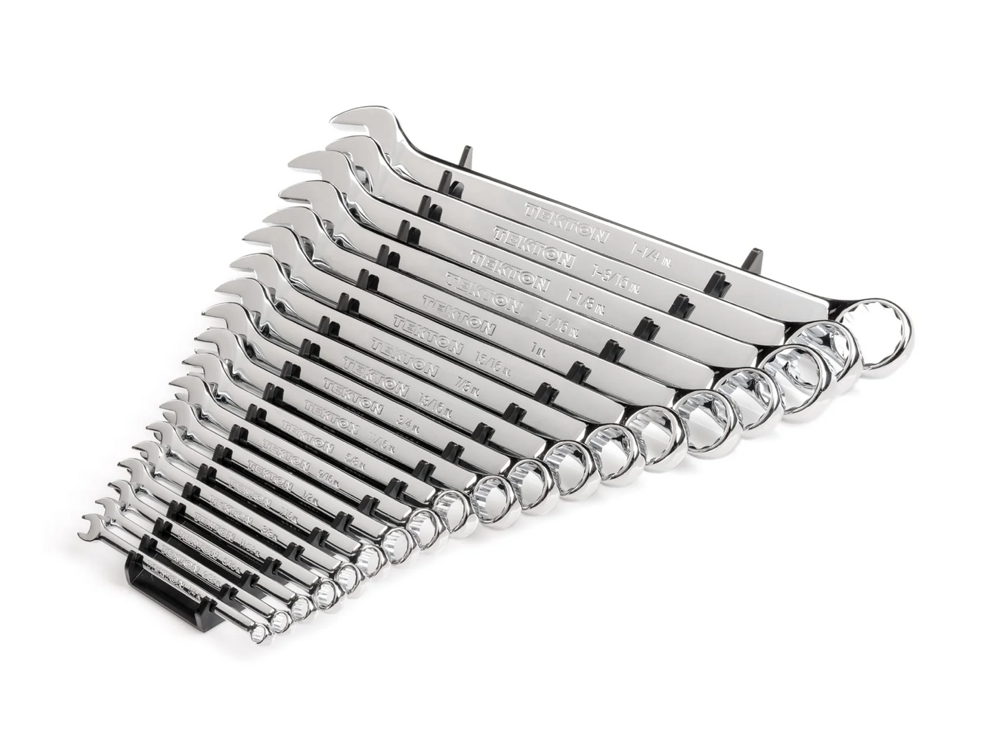 Tekton Combination Wrench Set, 19-Piece (1/4 - 1-1/4 in.) - Rack (WCB91102)