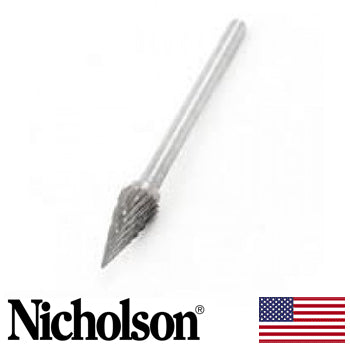 Nicholson hand cut high speed rotary file 1/2" Cone (50879)