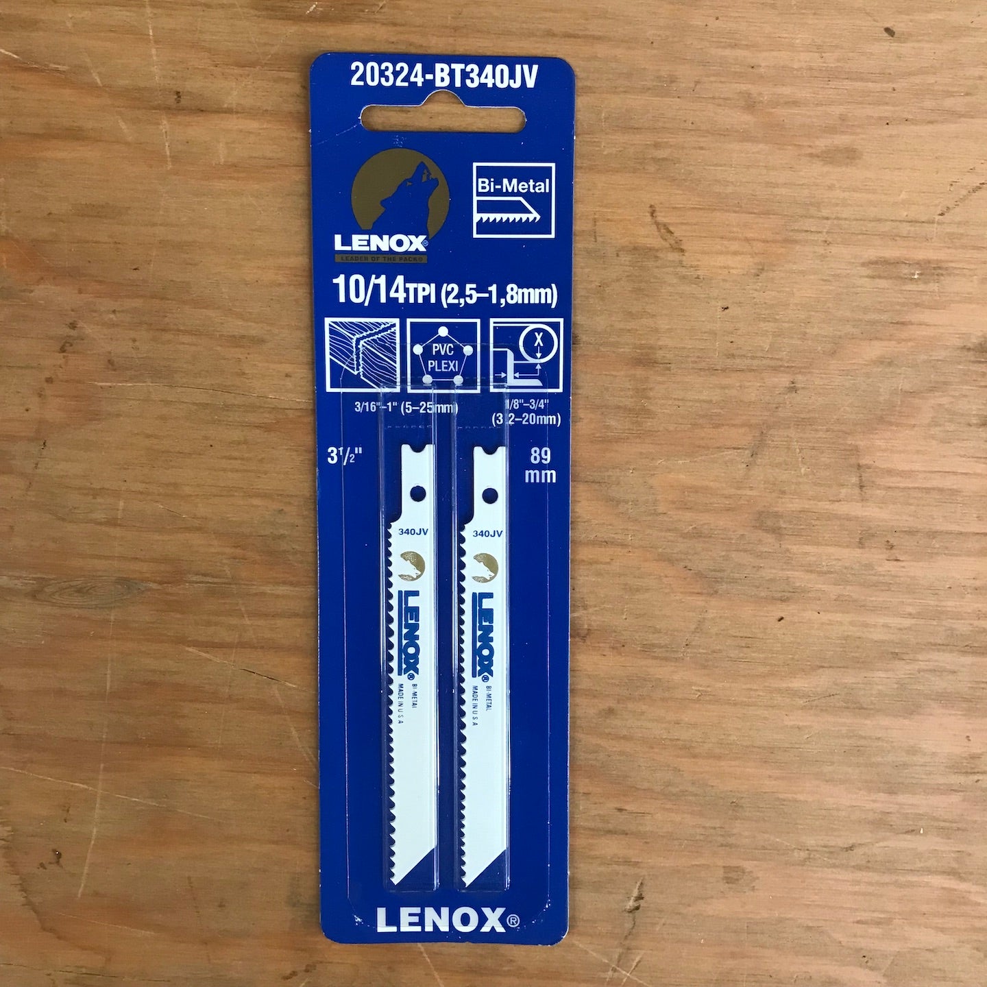 Lenox 2 Pack U-Shank Bi-Metal Wood Cutting Jig Saw Blade 3 1/2" x 3/8" x 10/14 TPI (20324-BT340JV)