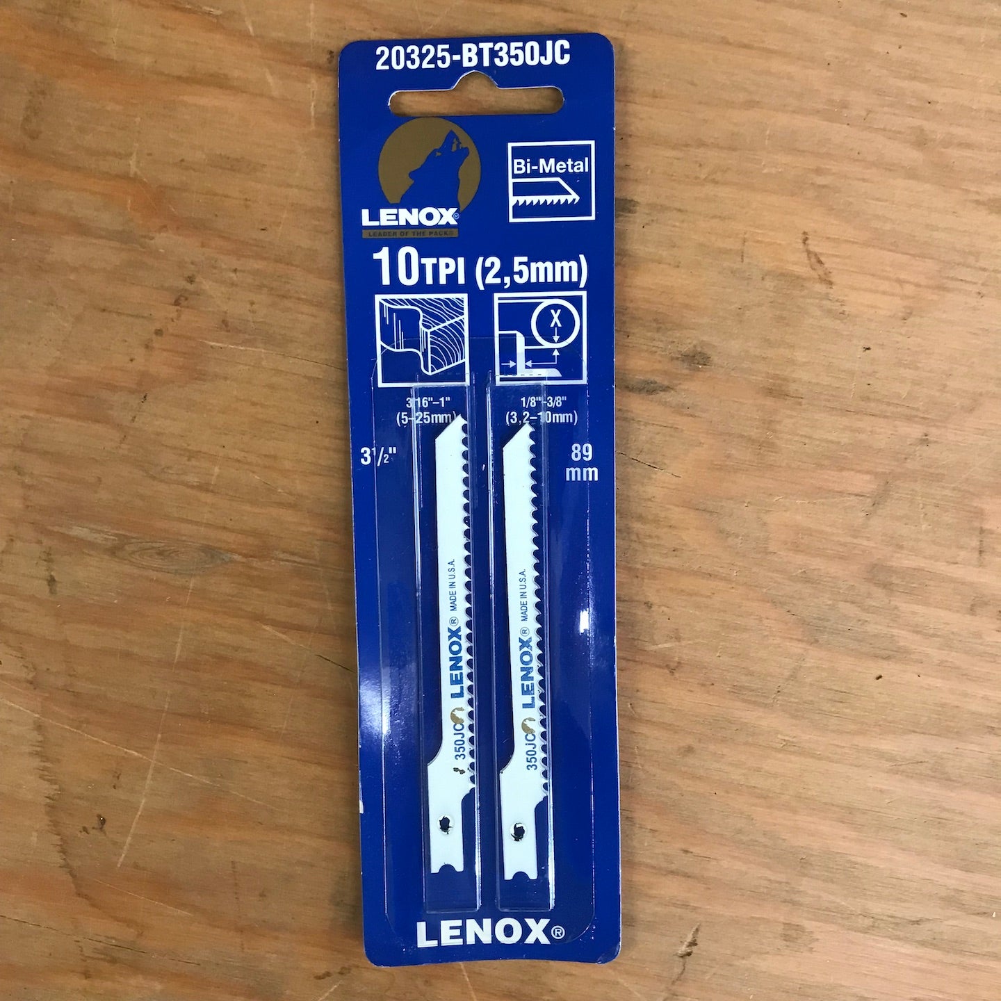 Lenox 2 Pack U-Shank Bi-Metal Wood Cutting Jig Saw Blade 3 1/2" x 3/8" x 10 TPI (20325-BT350JC)