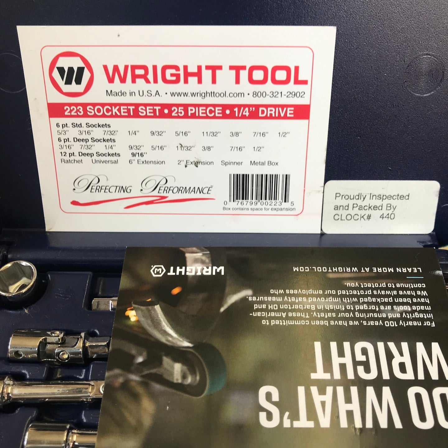 Wright 25 Pc. 1/4" Dr. Socket Set w/ Molded Case (223-MC)
