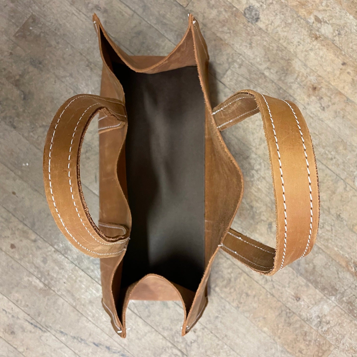 16" Open Top All Leather US Made Tote Bag