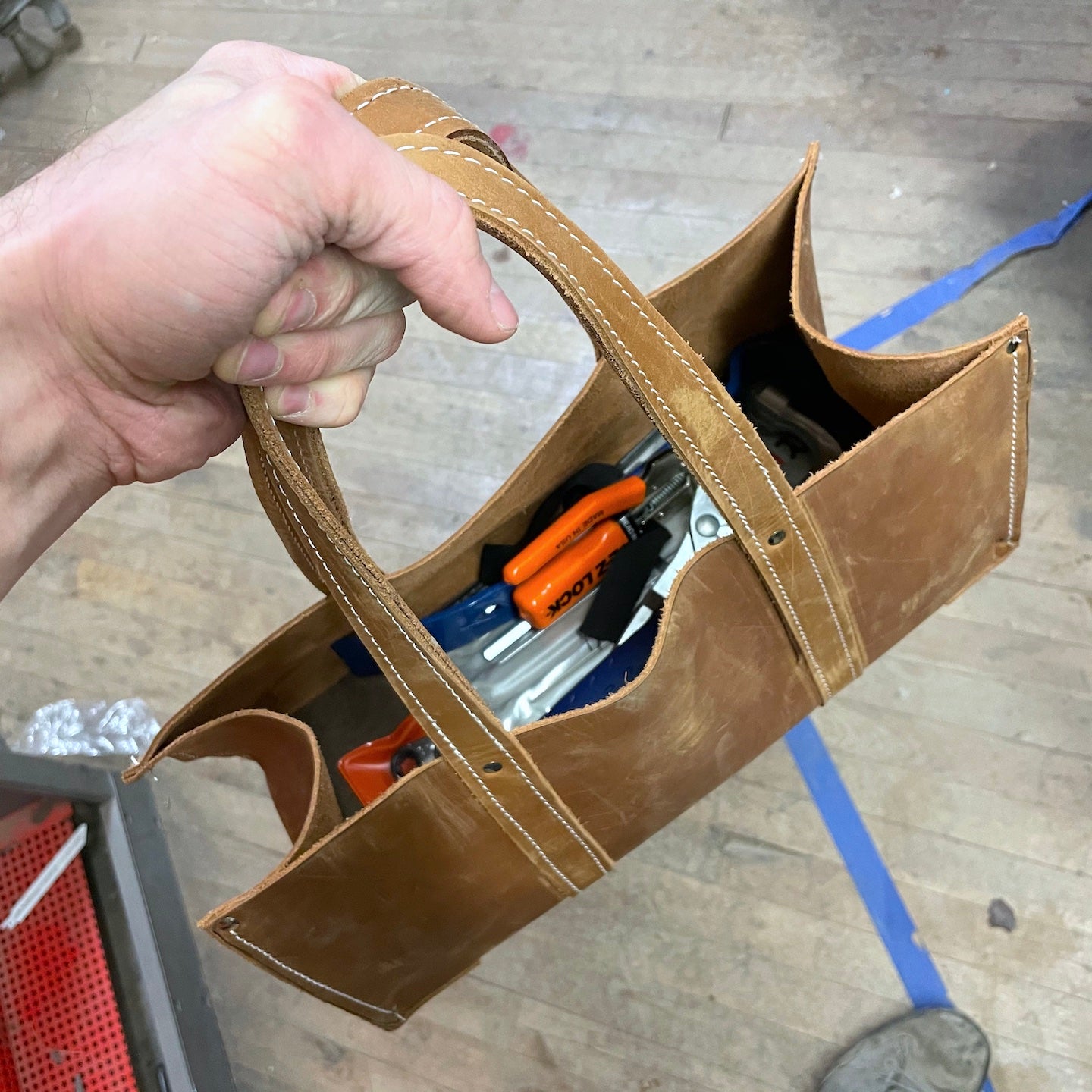 16" Open Top All Leather US Made Tote Bag