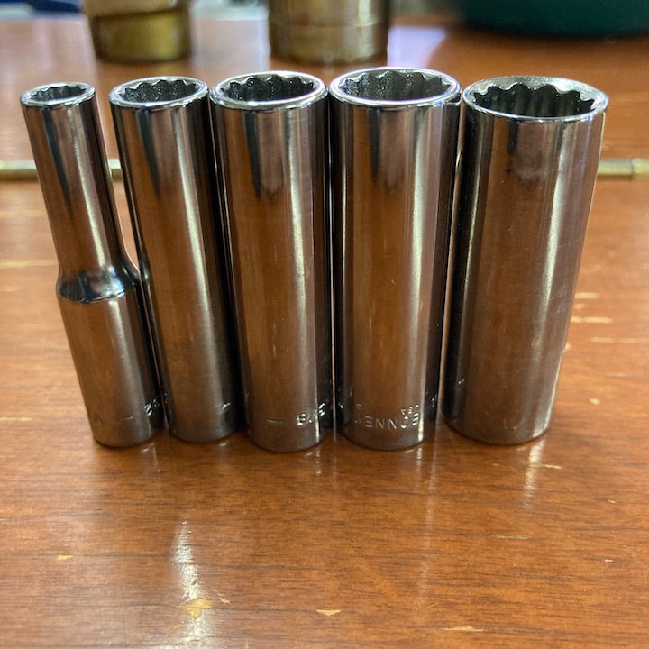 1/4  Drive Deep 12 pt Bonney Socket Set Full Polish (VL716)