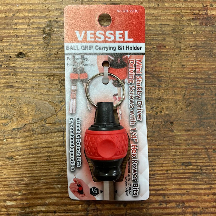 Vessel Tool Ball Grip Carrying Bit Holder Red (QB22RU)