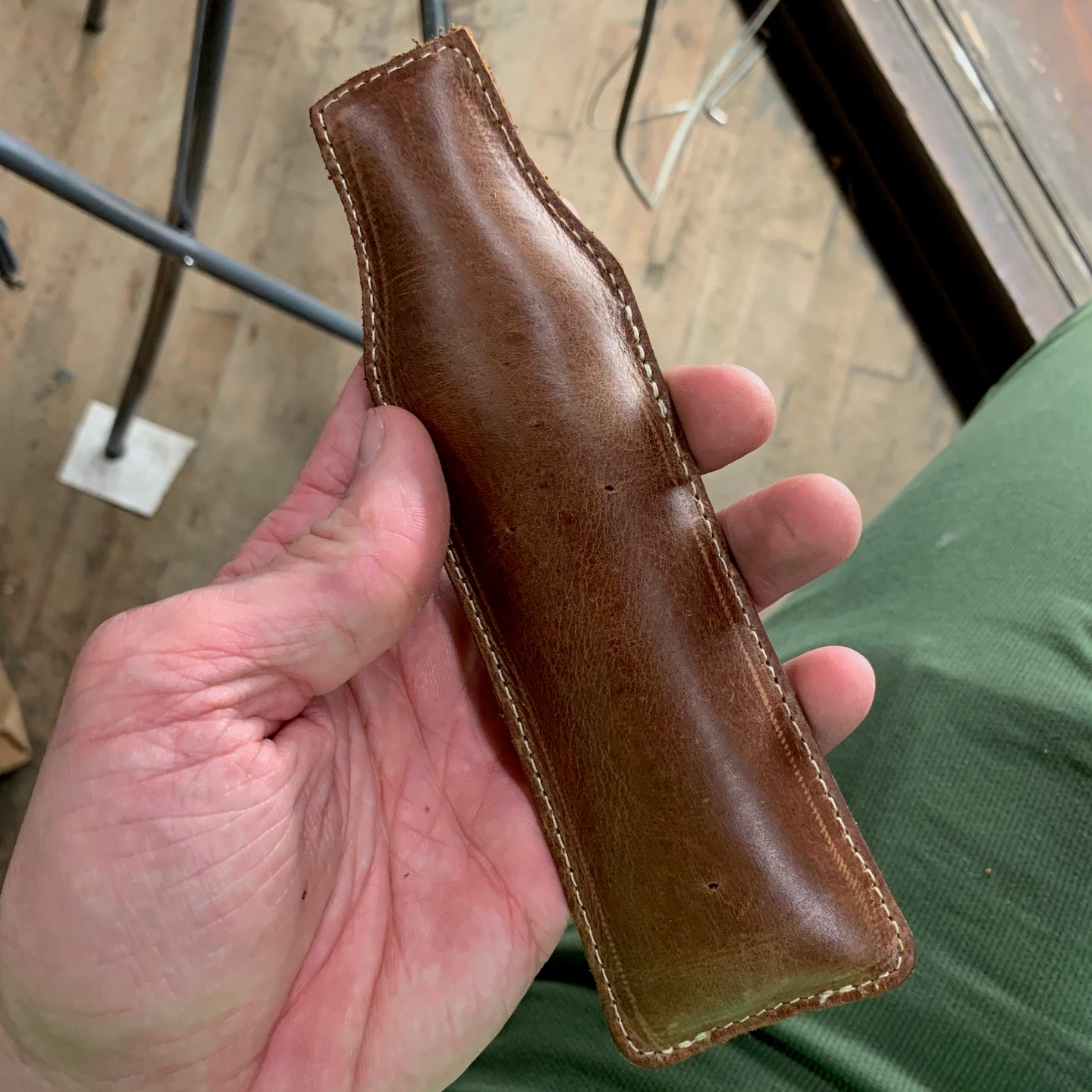 7 3/4" x 2" Bottle Tactical Steel Shot Filled Leather (Map) Paperweight (160-LW)