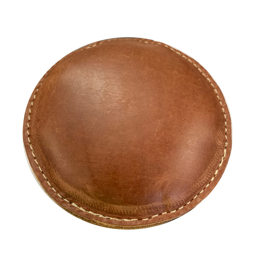 3 1/2" Circle Shot Filled Leather (Map) Paperweight (149-LW)