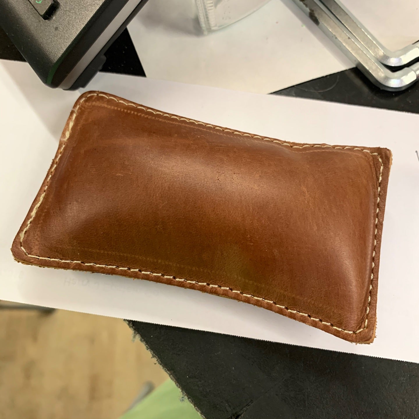 4 1/4" x 2 1/4" Rectangular Shot Filled Leather (Map) Paperweight (151-LW)