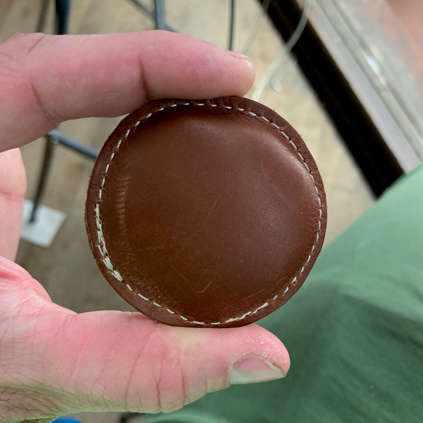 2-1/2" Circle Shot-Filled Leather (Map) Paperweight (148-LW)