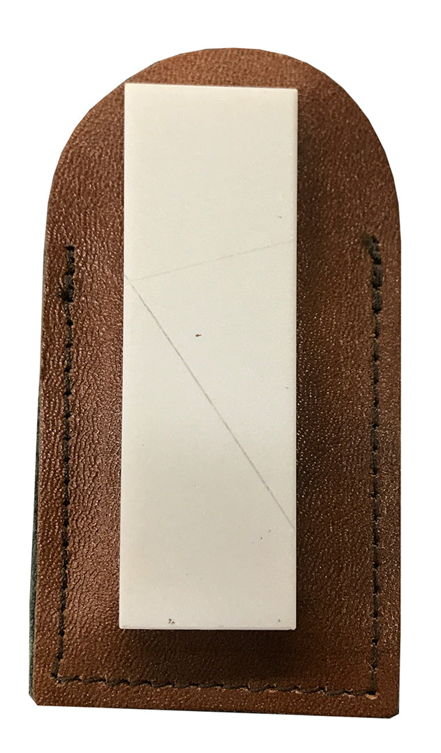 3" x 1" x 1/4" Translucent White Pocket Arkansas Stone in Leather Pouch (NWTRANSP)