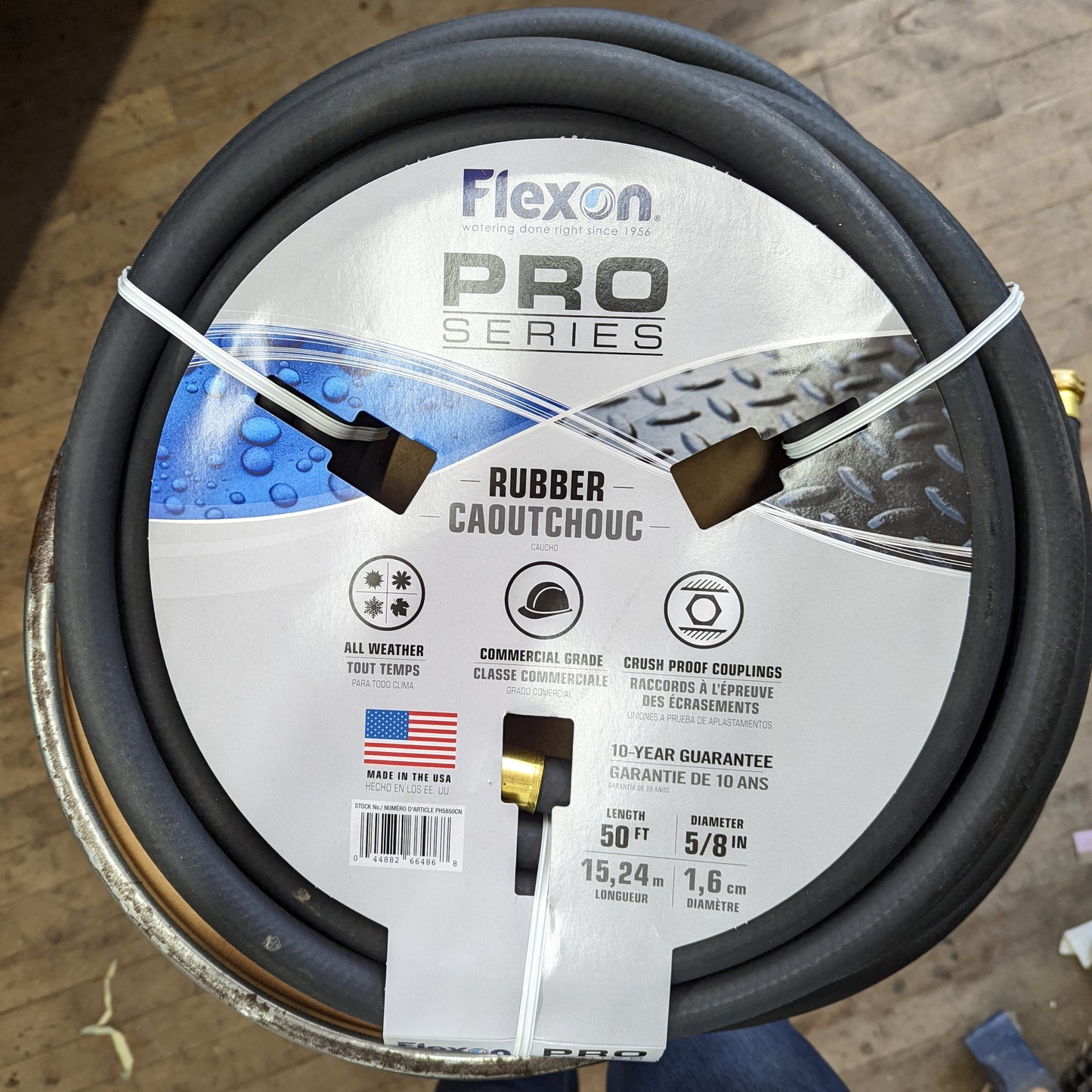 Commercial Black Rubber Water Hose, 5/8" x 50' (PH5850)
