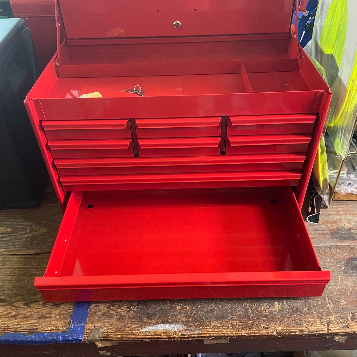 【トムトム】コンソールBOX【新格子レッド】 Valley 9 Drawer Red Metal Tool Box 26