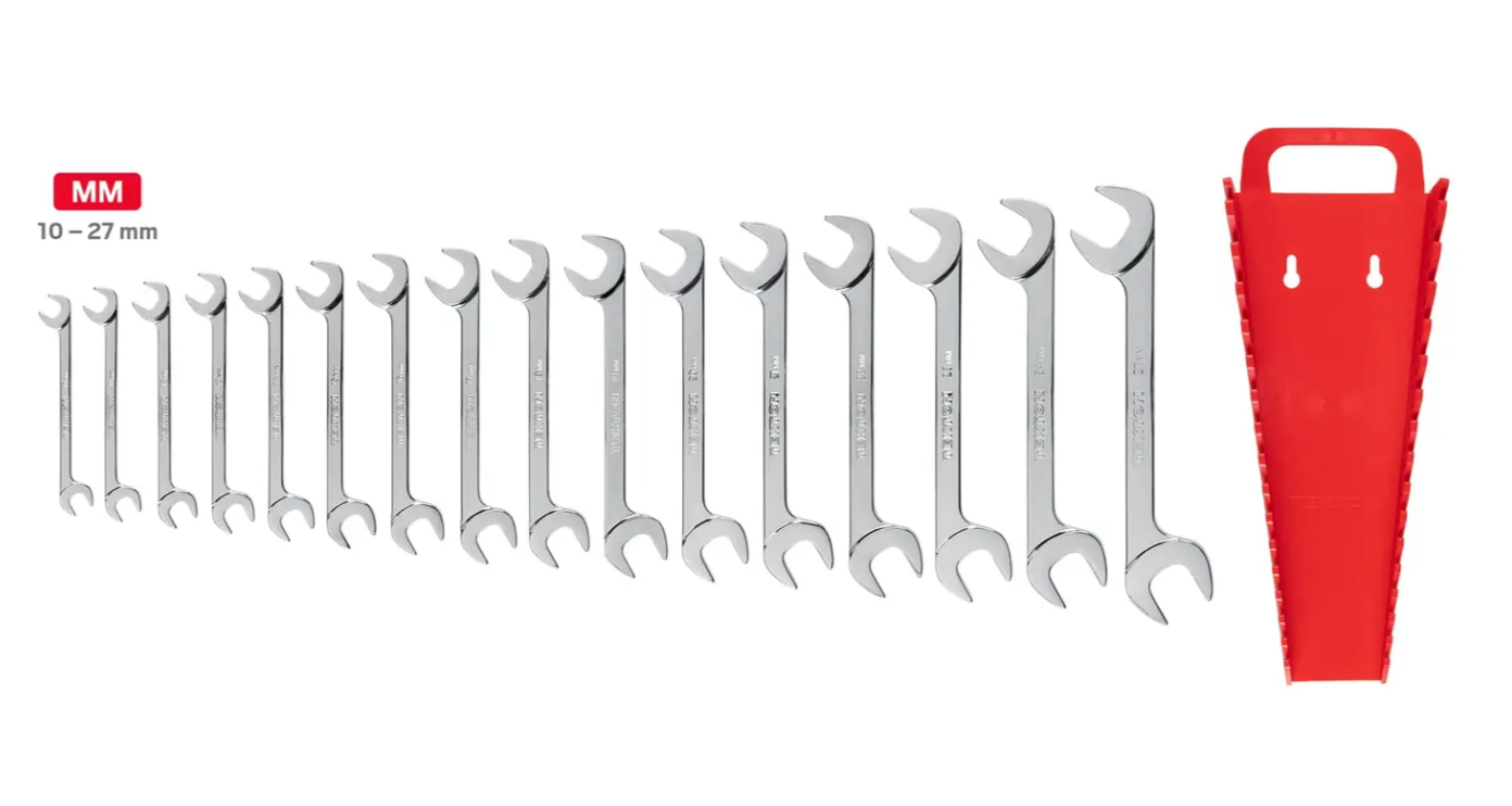Tekton 16 PIece Angle Head Open End Wrench Set 10MM to 27MM (WAE91202)