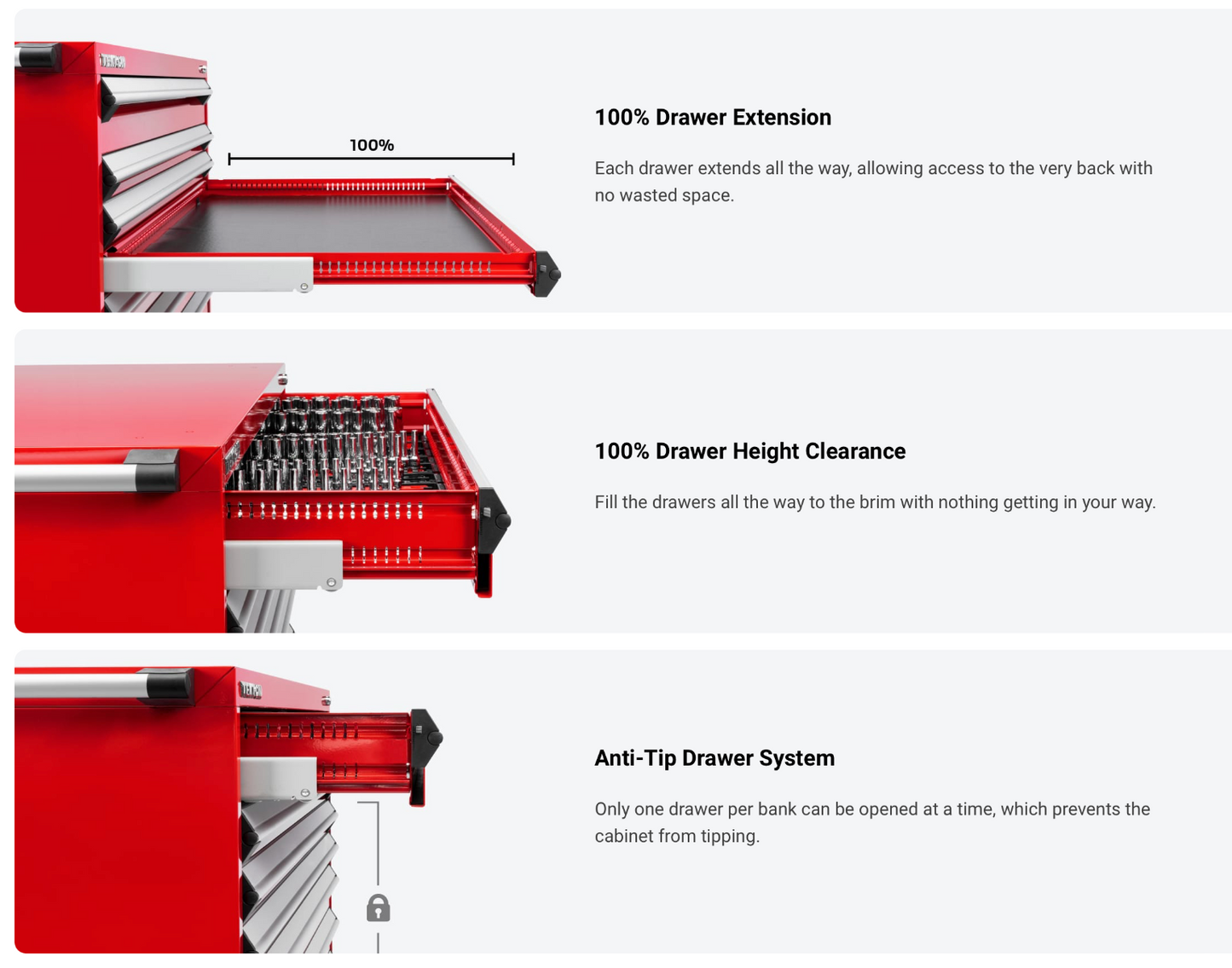 Tekton 11-Drawer 40/60 Split Bank Tool Cabinet, Red (60 W x 27 D x 41.5 H in.) Steel Top w/ Mat (OCL63202-T)