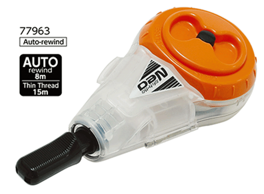 SHINWA Neo Auto-Rewinding Chalk Line Marker w/ 26' (8m) Thin Line (77963)