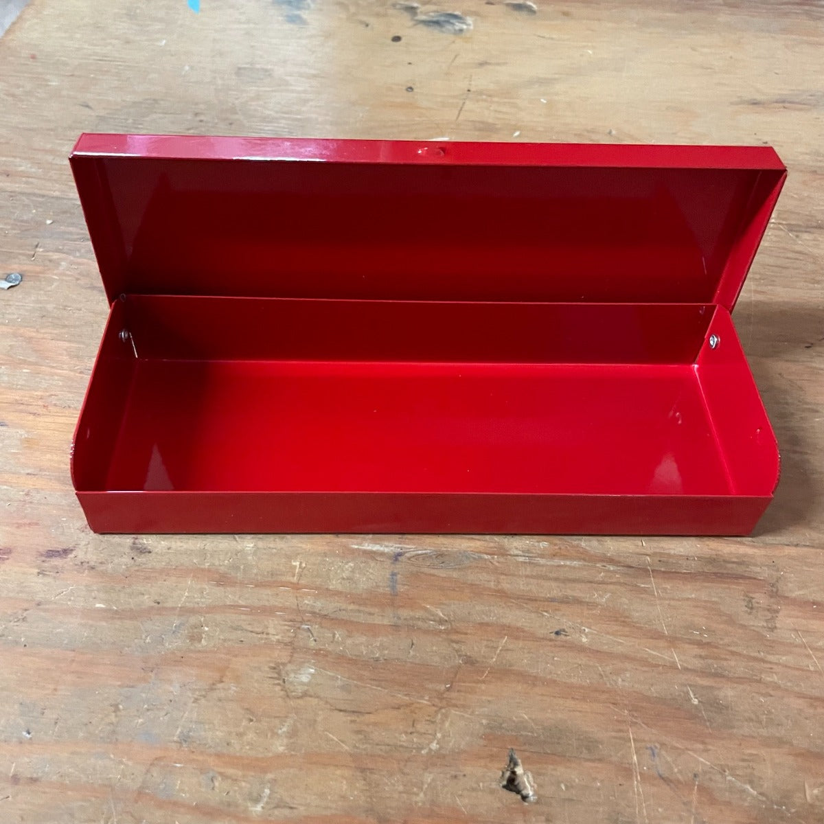 Small Red Metal Friction Lock Tool Box 7 1/4" x 2 1/2" x 1" (SM-BOX)