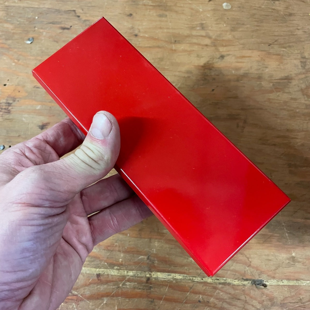 Small Red Metal Friction Lock Tool Box 7 1/4" x 2 1/2" x 1" (SM-BOX)
